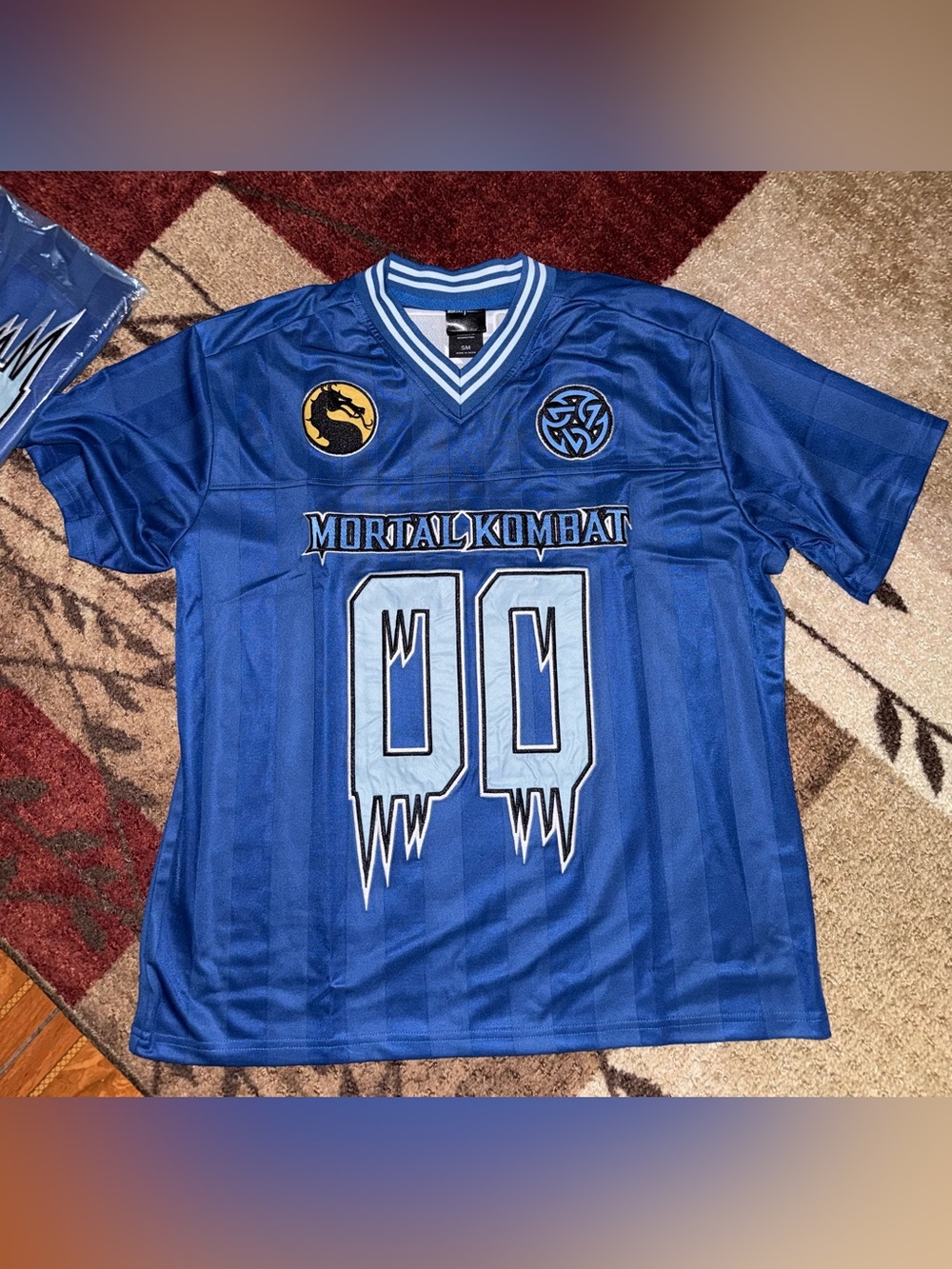 Mortal Kombat Blue Ice Subzero Football Jersey- Size XXL New